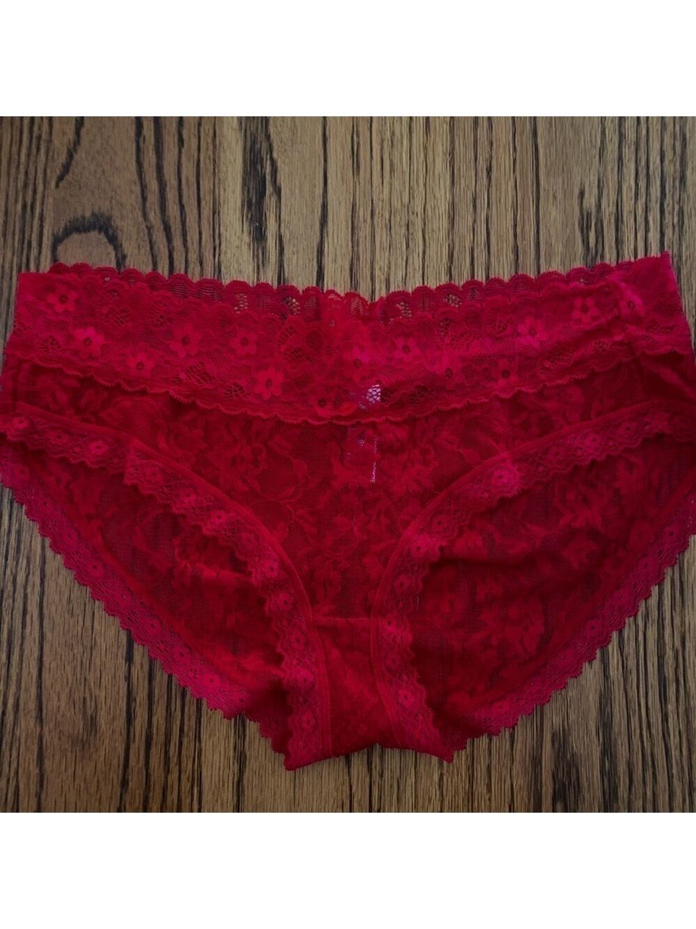 DKNY Red Lace Bikini Panties - Sexy Cheeky Fit, Size Large NWOT